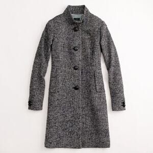 J. Crew Tweed Carlin Wool Coat, Black, women’s US 6 Small, Dress Coat